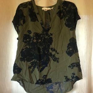 Green floral blouse